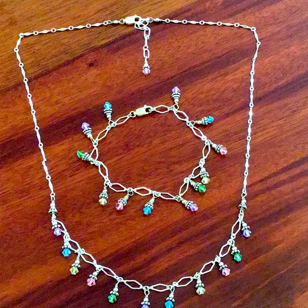 Crystal beaded necklace and bracelet set